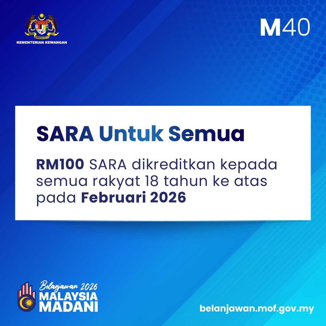 Featured image for Bantuan Penghargaan SARA RM100 Untuk Semua – Februari 2026