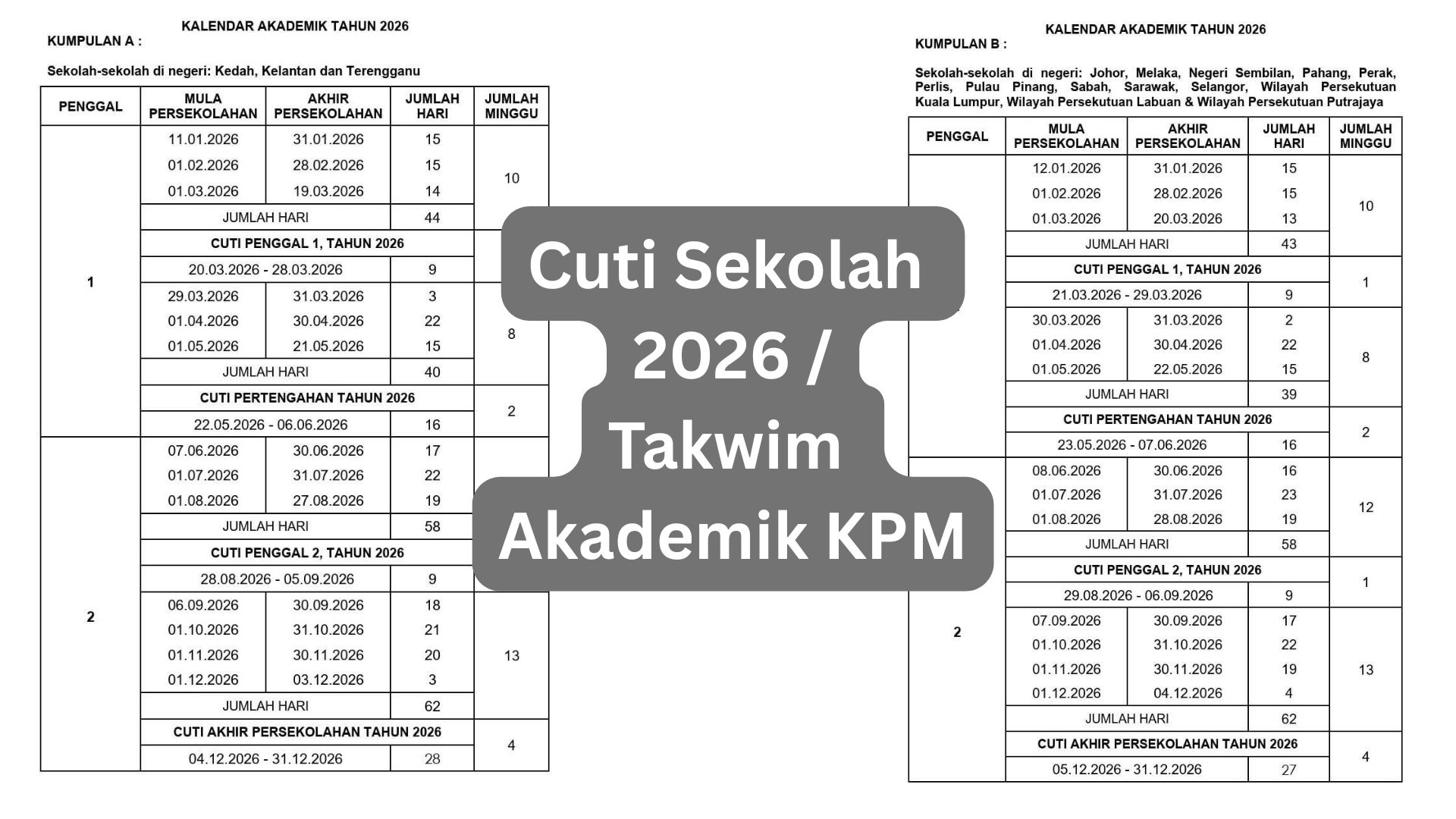 Featured image for Cuti Sekolah 2026 – Takwim Akademik KPM