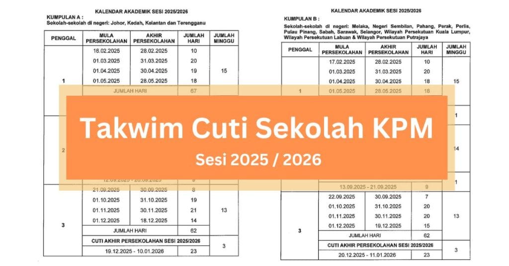 Gambar berkaitan Takwim Cuti Sekolah 2025 / 2026 & Kalendar Akademik KPM