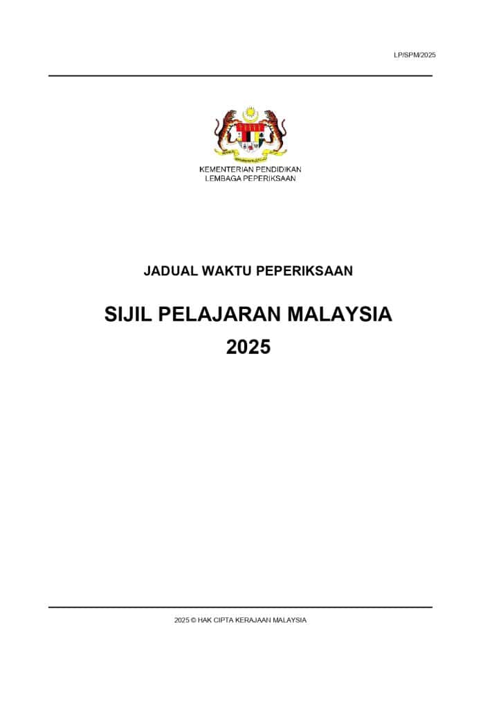Gambar berkaitan Tarikh & Jadual SPM 2025 (Lembaga Peperiksaan Malaysia)